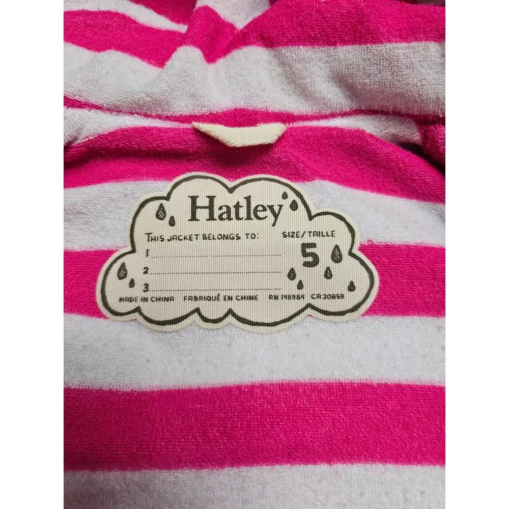 Hatley Girls Pink Horse Floral Print Hooded Rain Jacket Size 5 Terry Lined - Picture 7 of 7